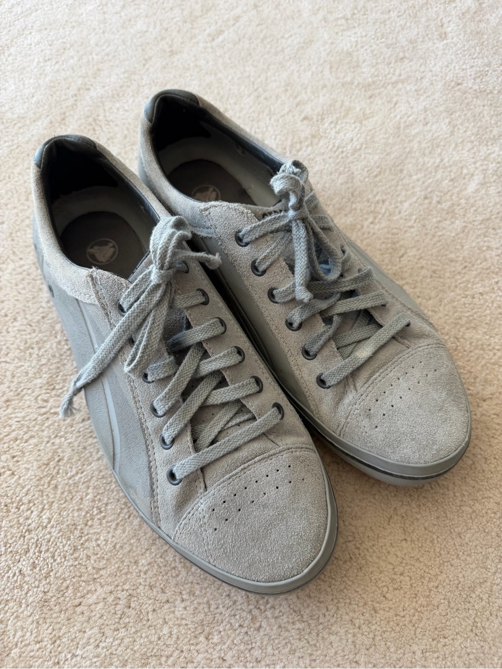 CROCS Men's Suede Lace-Up Sneakers in Light Gray